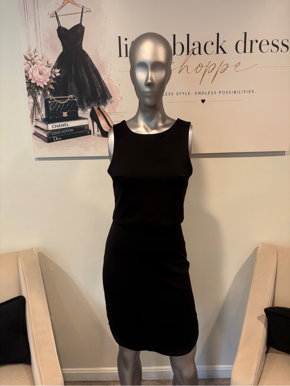 Decree Black Sleeveless Midi Sheath Dress